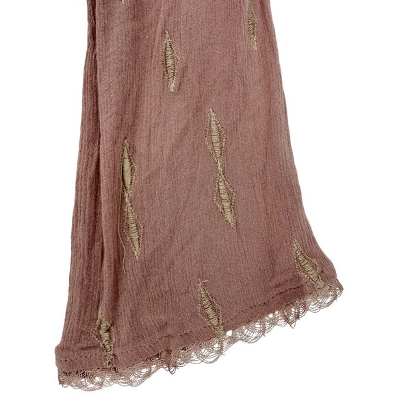 Blue Rain Embroidered Mauve Pink Lace Trim Babydoll Mini Dress S | Coquette Boho - Picture 12 of 16